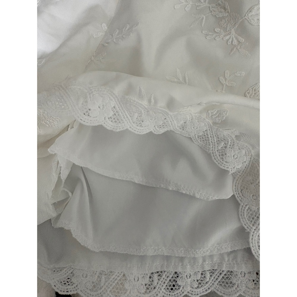 White Embroidered Lace Tap Shorts Bridal Shower Honeymoon Beach Wedding Coquette - Picture 6 of 7